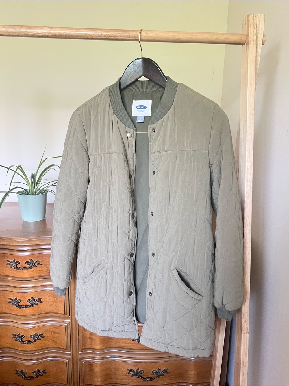 Quilted Olive Bomber Jacket - Old Navy